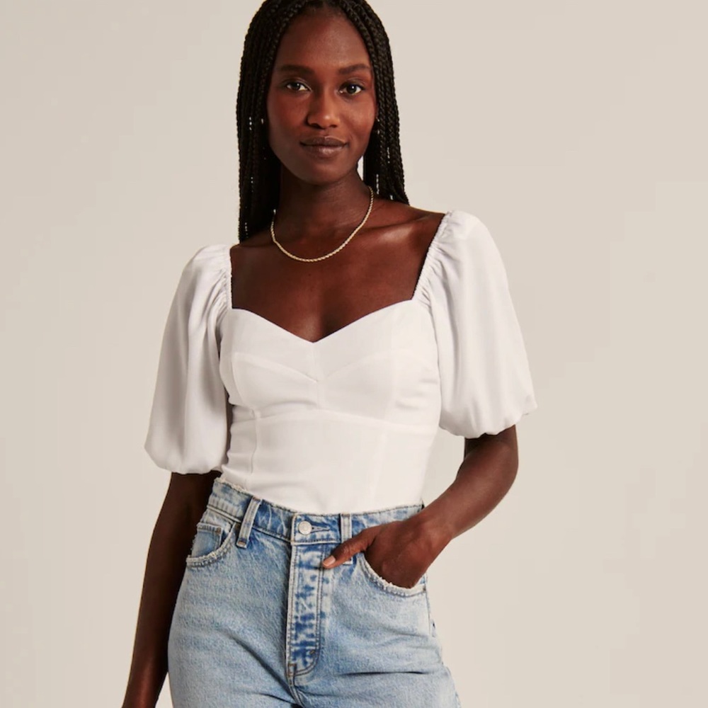 NWOT Abercrombie Corset Puff Sleeve Top